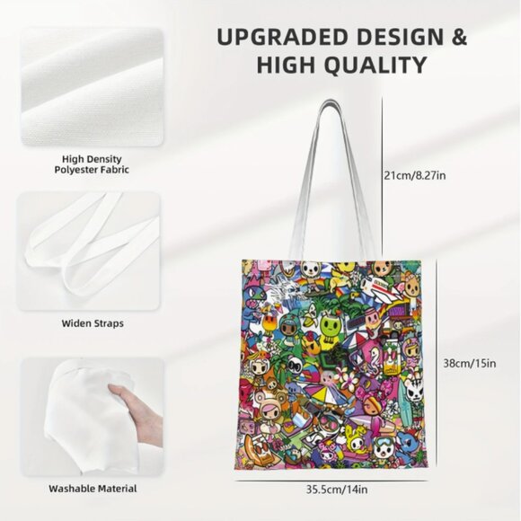Tokidoki Colorful Canvas Shopping Tote NWT - Picture 4 of 4